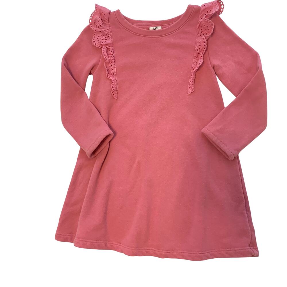 GAP Dusty Pink Ruffled Sweatshirt Dress